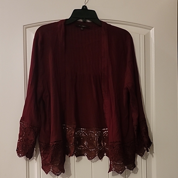 Elegant Burgundy Lace Trim Sweater - Picture 1 of 5